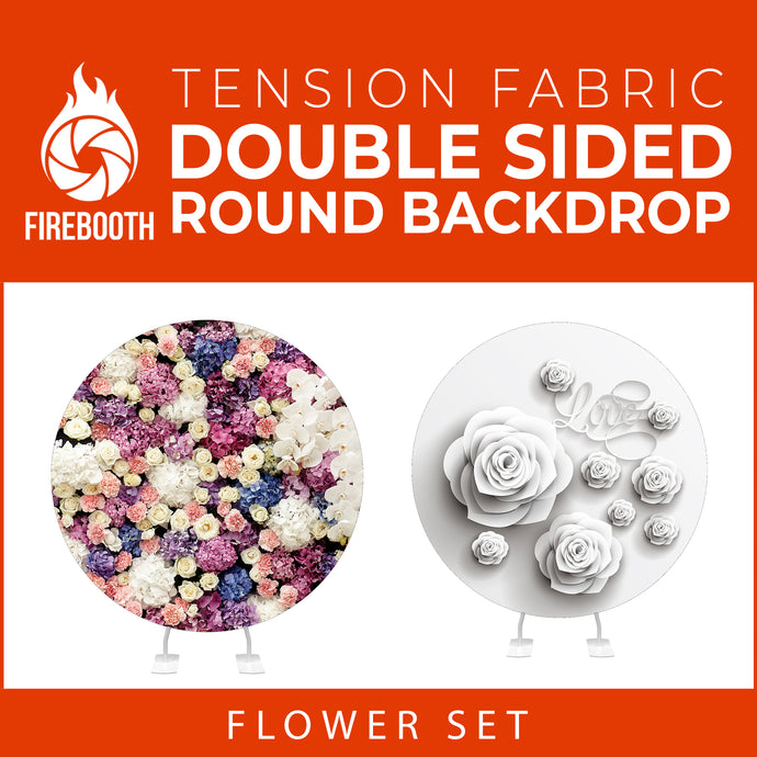 Flower Set-02 Double Sided Round Tension Fabric Photo Booth Backdrop