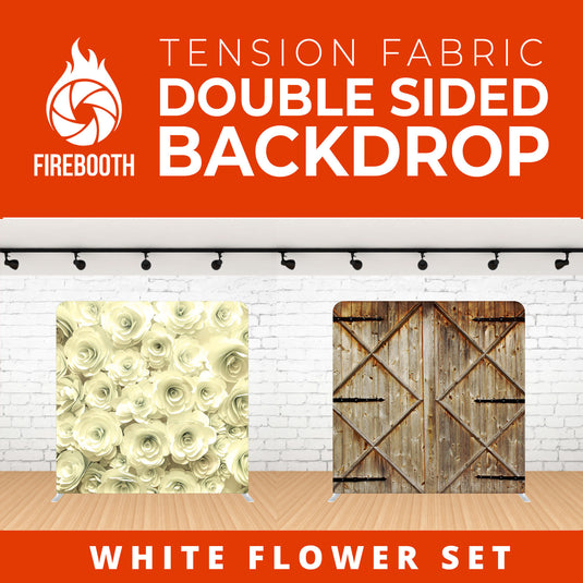 White Flower Set-1 Double Sided Tension Fabric Photo Booth Backdrop