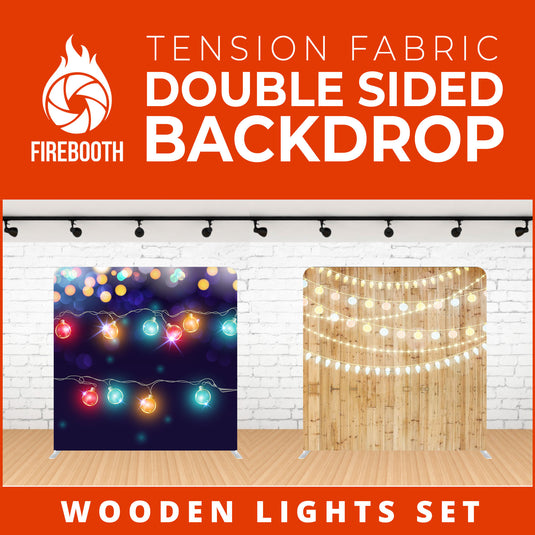 Wooden Lights Set Double Sided Tension Fabric Photo Booth Backdrop