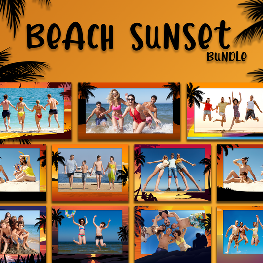 Beach Sunset Bundle (10 Designs) - 360 Photo Booth Template Overlays