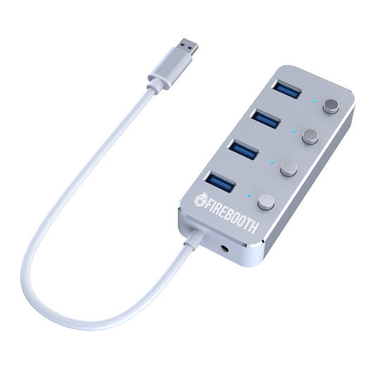 FireBooth Powered 4 Port Aluminum Powered USB 3.0 Hub, Photo Booth USB Hub