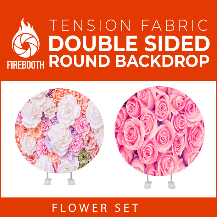 Flower Set-34 Double Sided Round Tension Fabric Photo Booth Backdrop