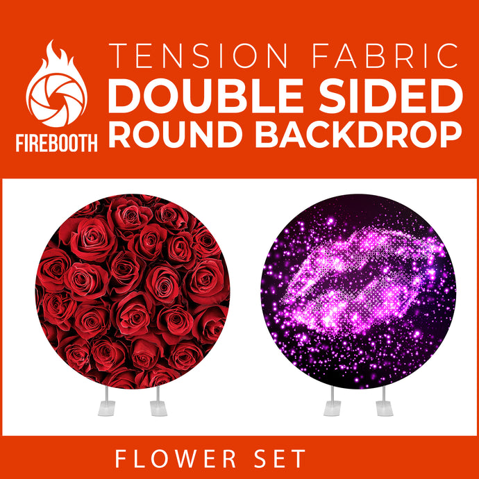 Flower Set-37 Double Sided Round Tension Fabric Photo Booth Backdrop
