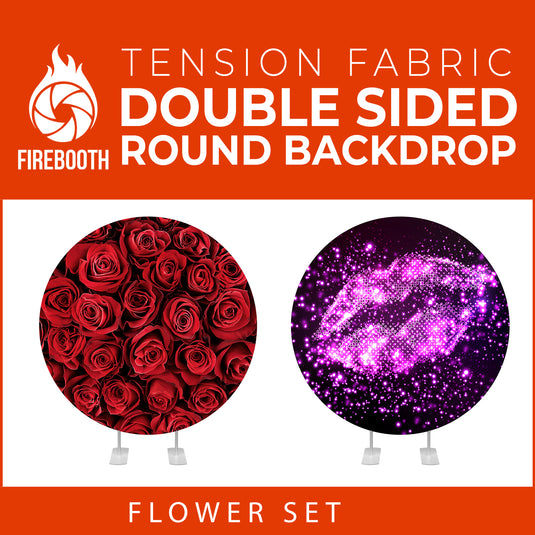 Flower Set-37 Double Sided Round Tension Fabric Photo Booth Backdrop