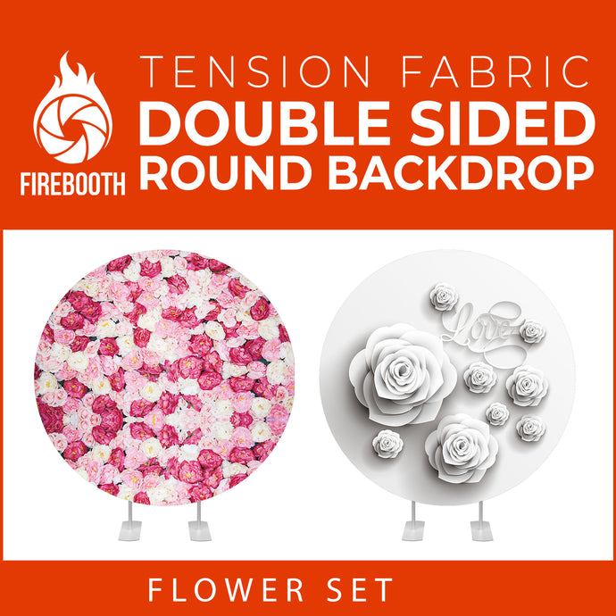 Flower Set-42 Double Sided Round Tension Fabric Photo Booth Backdrop