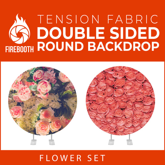 Flower Set-47 Double Sided Round Tension Fabric Photo Booth Backdrop