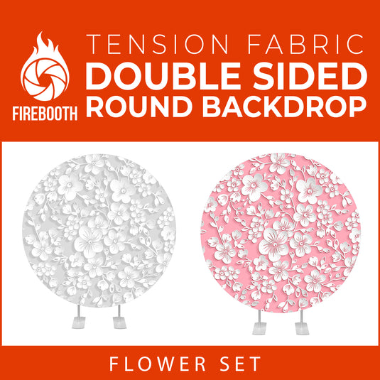 Flower Set-19 Double Sided Round Tension Fabric Photo Booth Backdrop