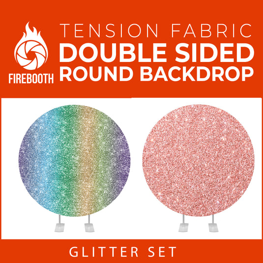 Glitter Set-4 Double Sided Round Tension Fabric Photo Booth Backdrop