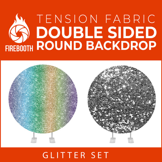 Glitter Set-5 Double Sided Round Tension Fabric Photo Booth Backdrop