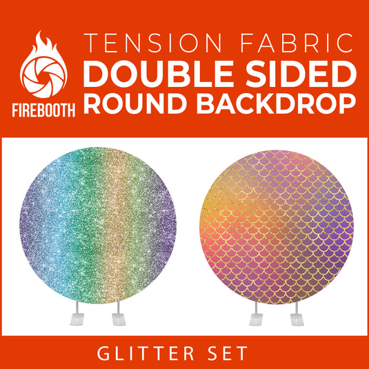 Glitter Set-6 Double Sided Round Tension Fabric Photo Booth Backdrop