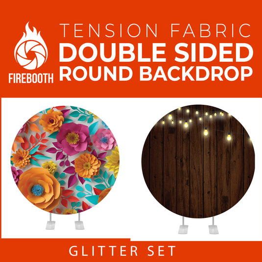 Glitter Set-27 Double Sided Round Tension Fabric Photo Booth Backdrop