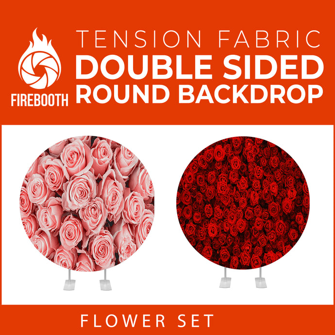Flower Set-23 Double Sided Round Tension Fabric Photo Booth Backdrop