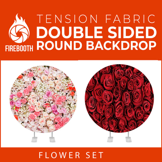 Flower Set-25 Double Sided Round Tension Fabric Photo Booth Backdrop
