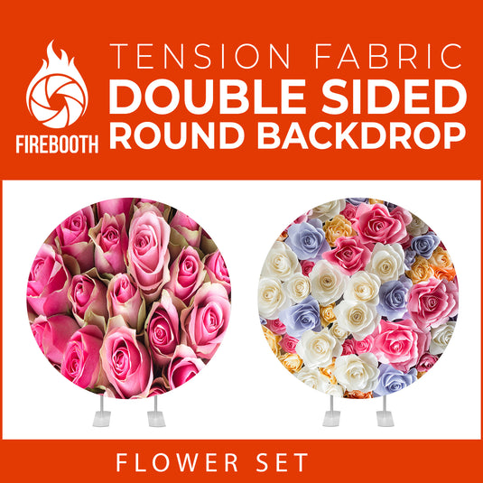 Flower Set-28 Double Sided Round Tension Fabric Photo Booth Backdrop