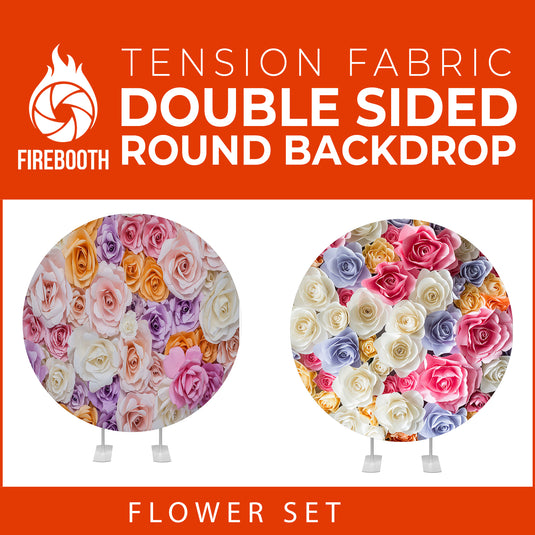 Flower Set-30 Double Sided Round Tension Fabric Photo Booth Backdrop