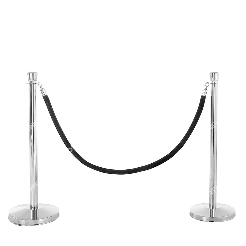 Load image into Gallery viewer, US WEIGHT PREMIER CHROME POST AND BLACK VELVET ROPE CROWD CONTROL STANCHIONS
